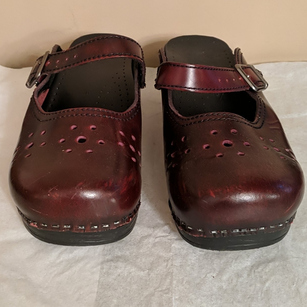 Dansko Burgundy Leather Clogs